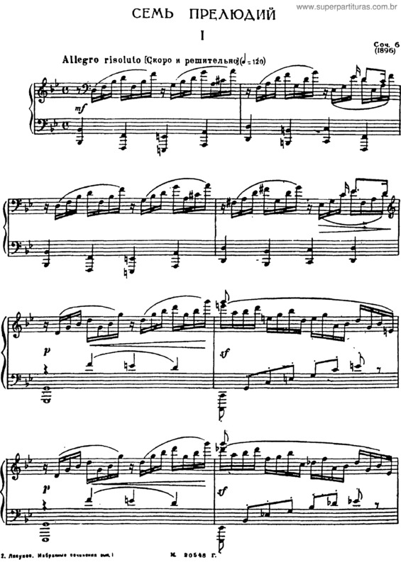 Partitura da música 7 Preludes