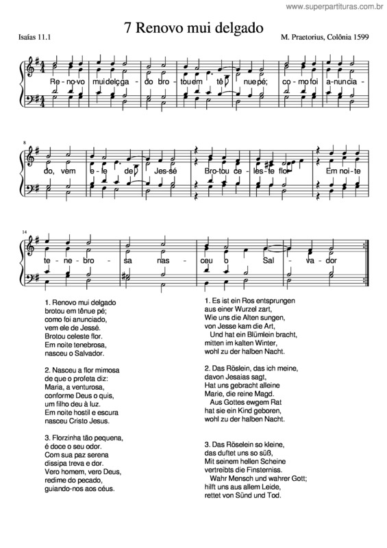 Partitura da música 7 Renovo Mui Delgado – Es Ist Ein Ros Entsprungen