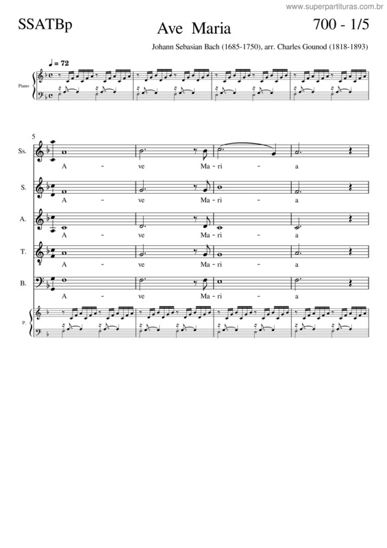 Partitura da música 700 Ssatbp Ave Maria