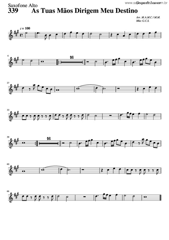 Partitura da música 701 – As Tuas Mãos Dirigem Meu Destinho v.2