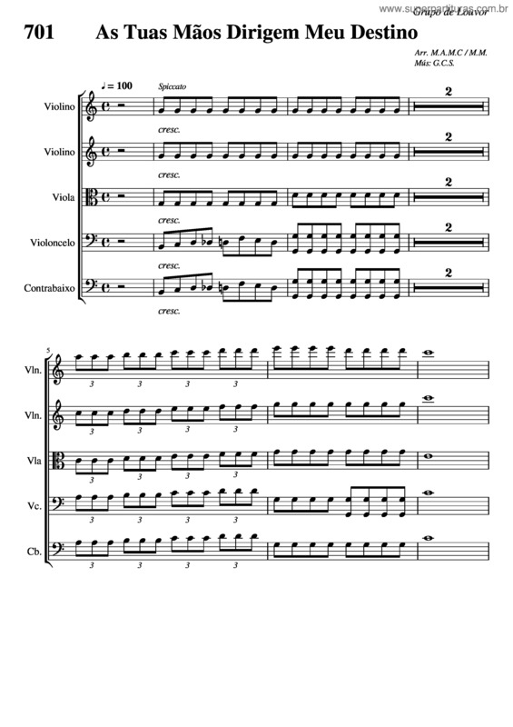 Partitura da música 701 – As Tuas Mãos Dirigem Meu Destinho v.3
