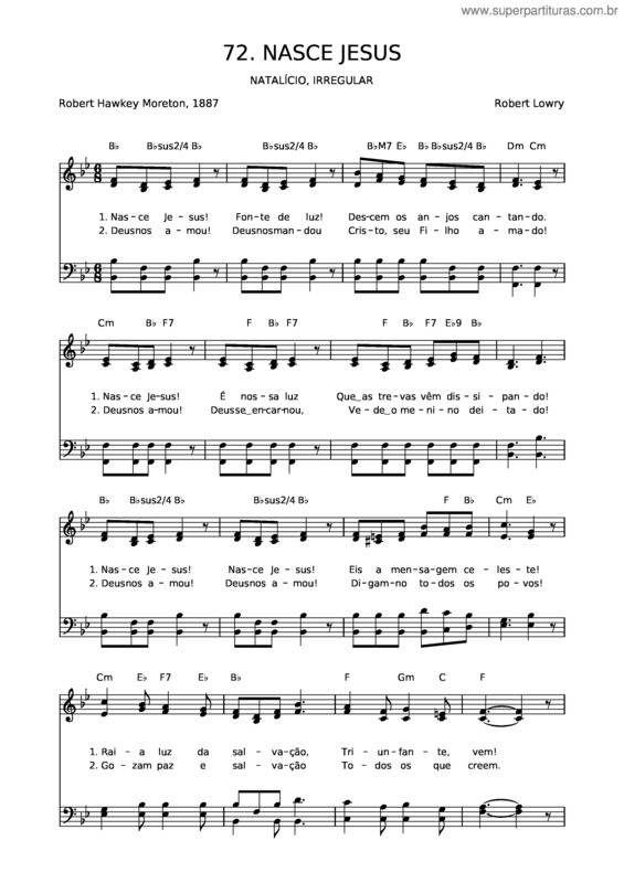 Partitura da música 72 Nasce Jesus