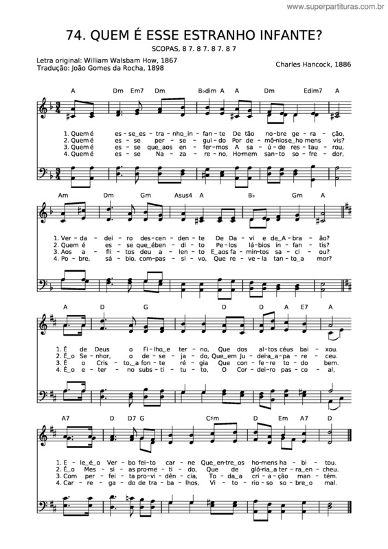 Partitura da música 74 Quem É Esse Estranho Infante