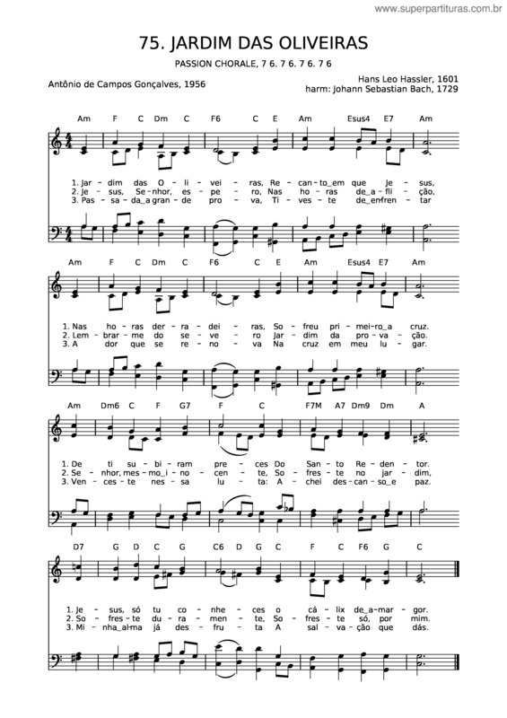 Partitura da música 75 Jardim Das Oliveiras