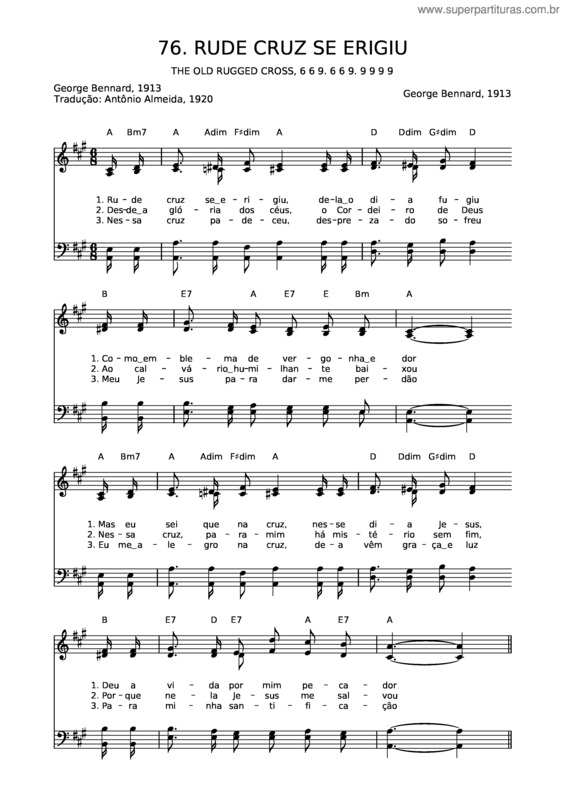 Partitura da música 76 Rude Cruz Se Erigiu