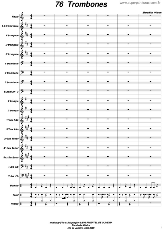 Partitura da música 76 Trombones