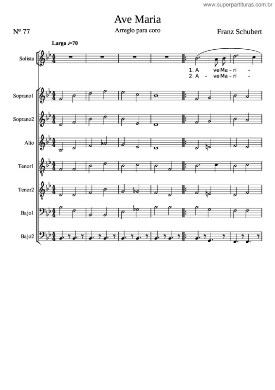 Partitura da música 77–Ave Maria–Shubert