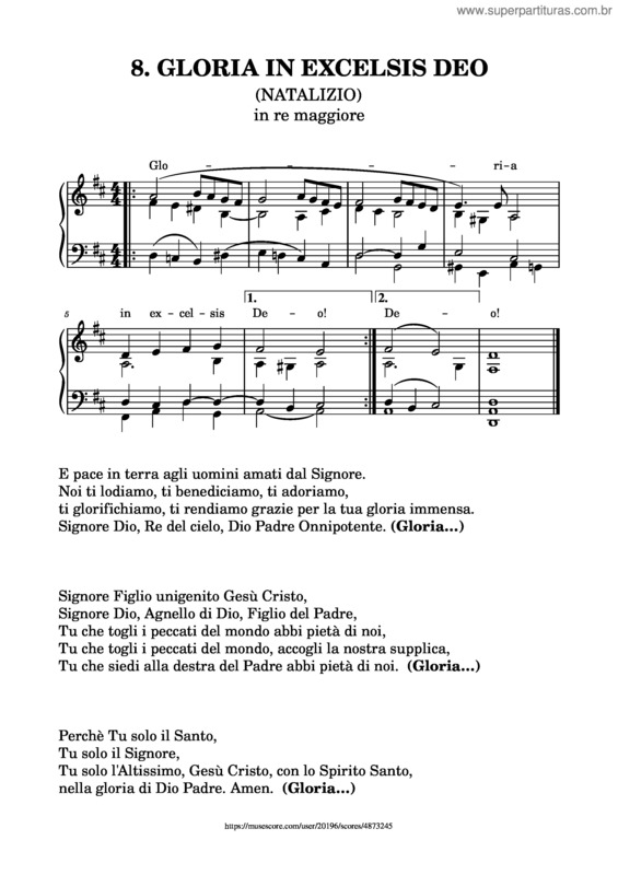 Partitura da música 8. Gloria In Excelsis Deo