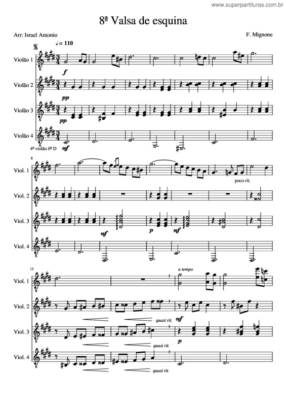 Partitura da música 8ª Valsa De Esquina