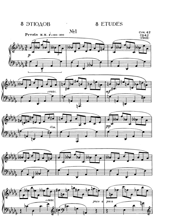 Partitura da música 8 Etudes