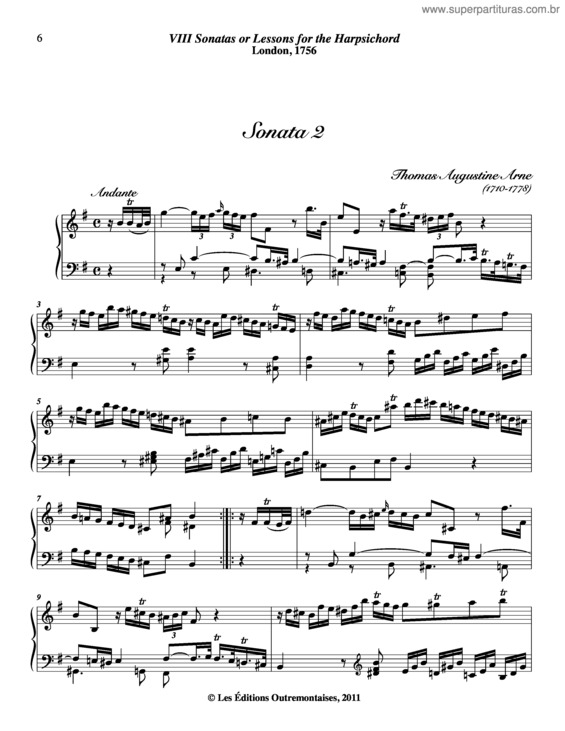 Partitura da música 8 Sonatas or Lessons for the Harpsichord v.2