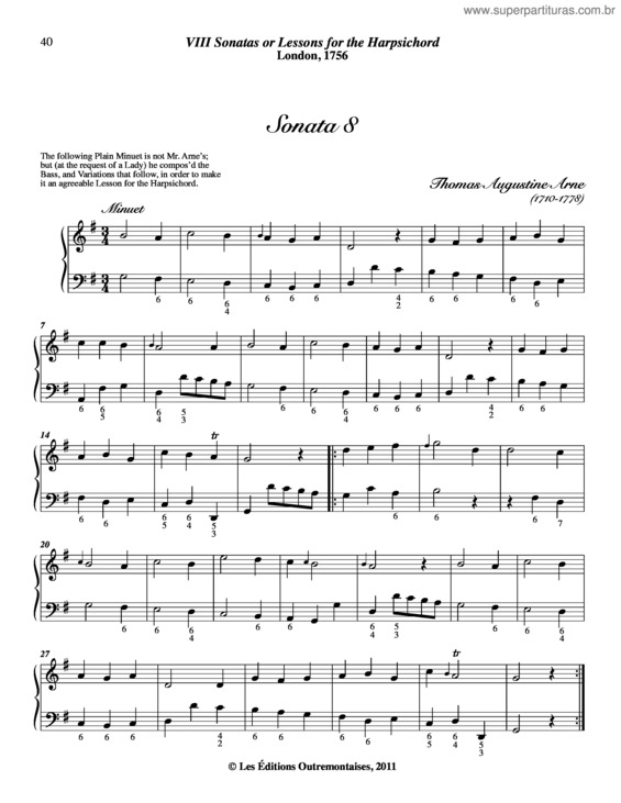 Partitura da música 8 Sonatas or Lessons for the Harpsichord v.8
