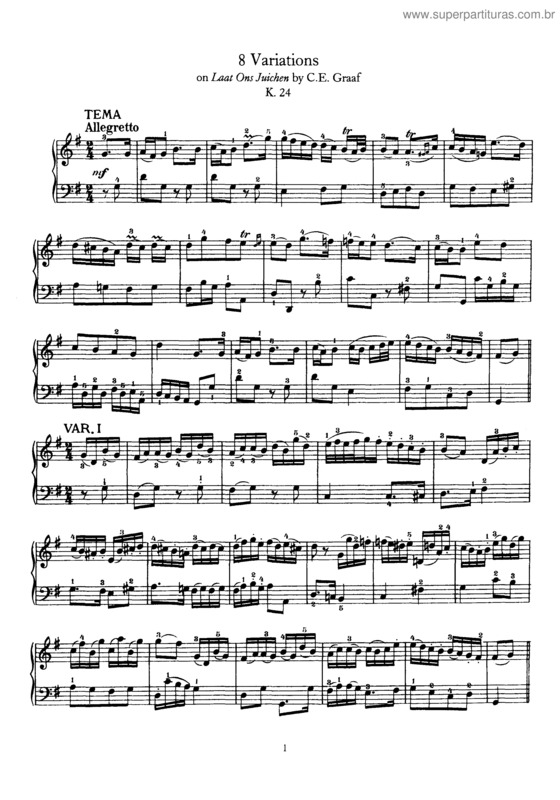 Partitura da música 8 Variations on `Laat ons Juichen, Batavieren!`