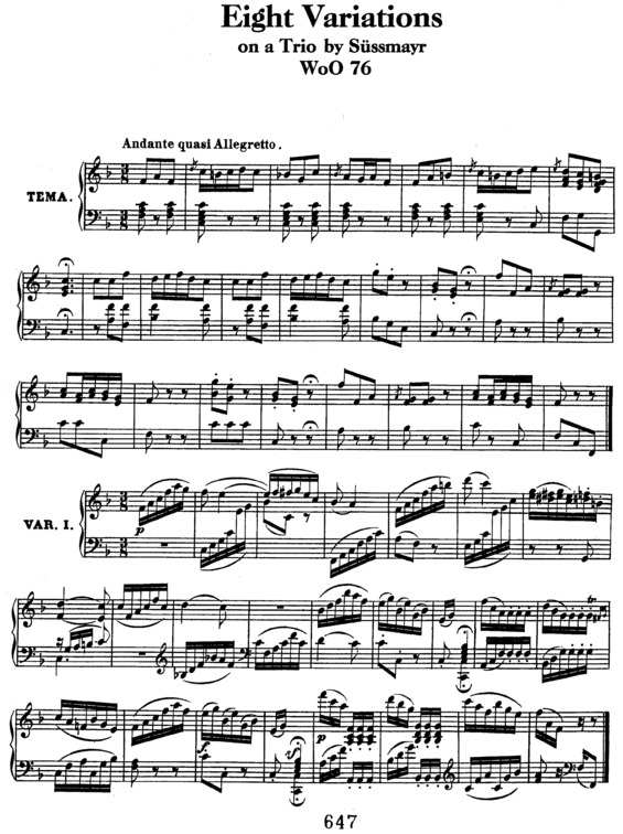 Partitura da música 8 Variations on a Trio by Sussmayr