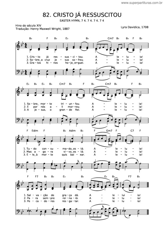 Partitura da música 82 Cristo Já Ressuscitou