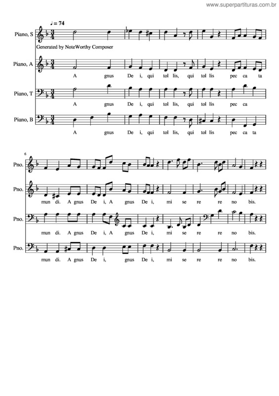 Partitura da música 83–4 Missa In Tempore Adventus Agnus Dei Sopraan