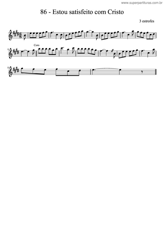 Partitura da música 86 – Estou Satisfeito Com Cristo