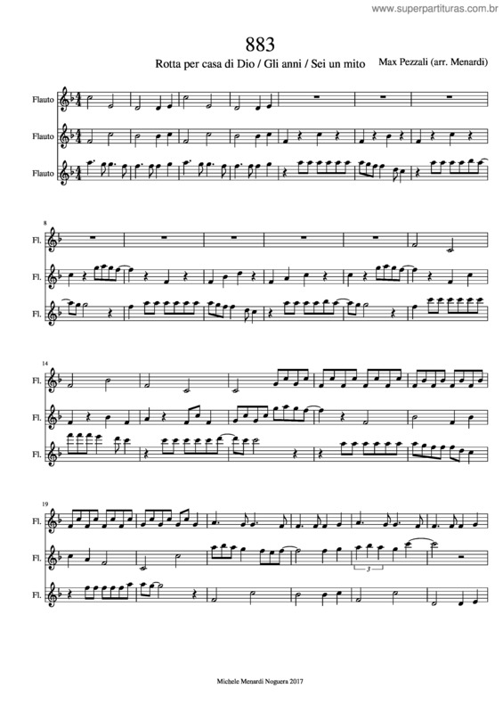 Partitura da música 883 Mix Per 3 Flauti