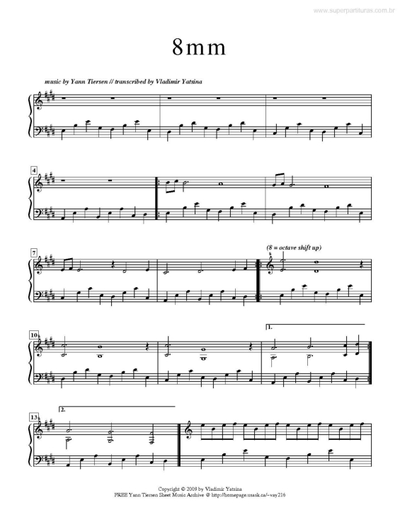 Partitura da música 8mm