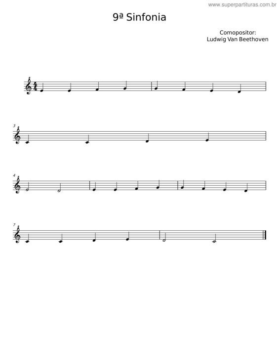 Partitura da música 9ª Sinfonia – Ludwig Van Beethoven v.2