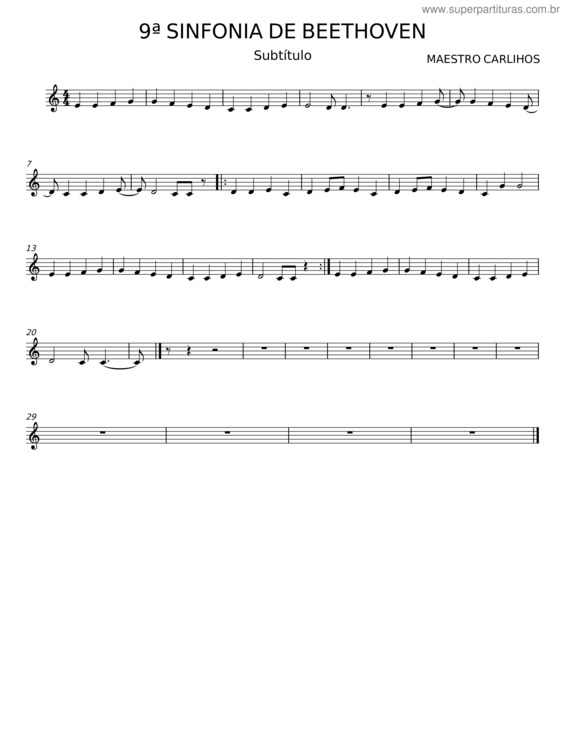 Partitura da música 9ª Sinfonia – Ludwig Van Beethoven