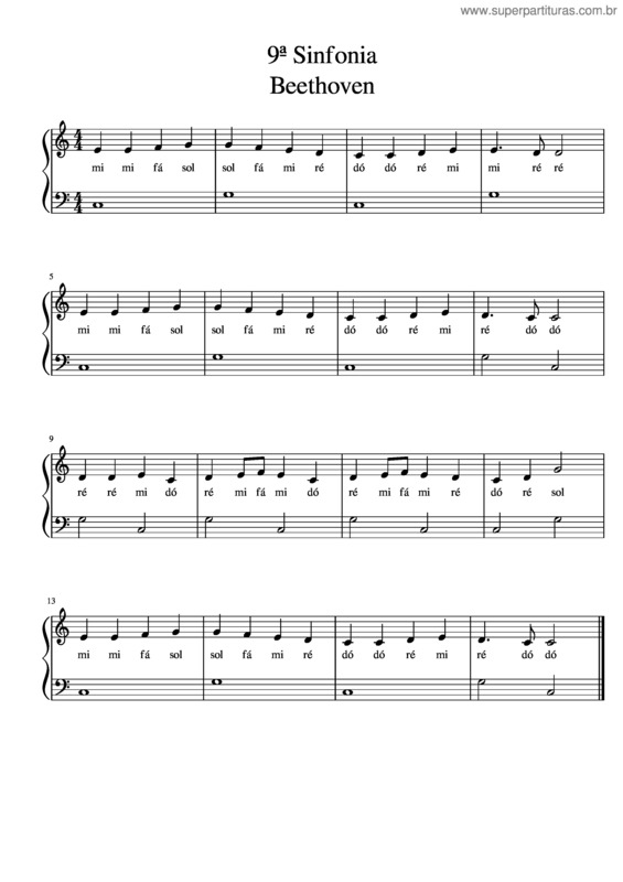 Partitura da música 9ª Sinfonia Beethoven