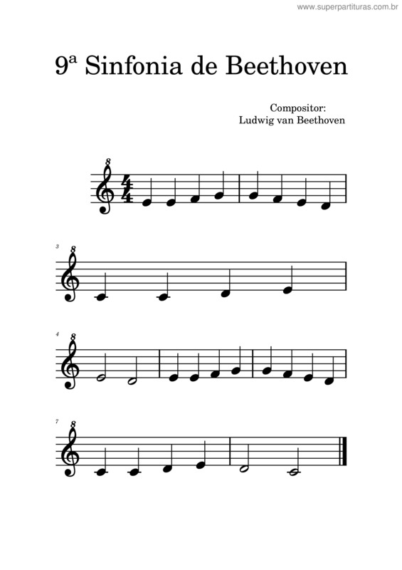 Partitura da música 9ª Sinfonia De Beethoven Para Flauta