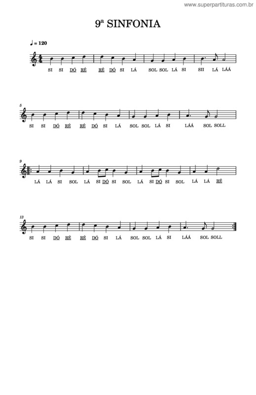 Partitura da música 9ª Sinfonia v.3