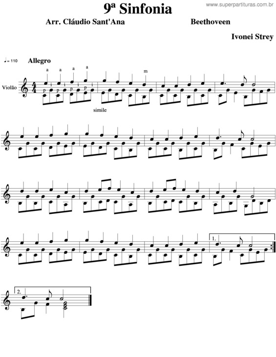 Partitura da música 9ª Sinfonia