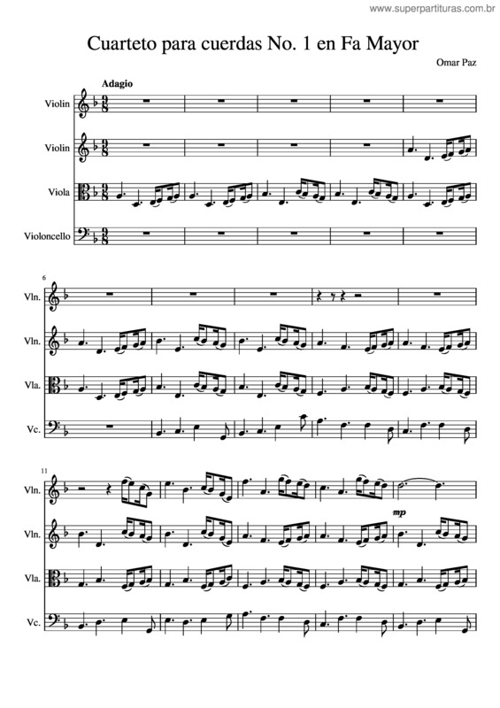 Partitura da música 9.8 Cuarteto En Fa Mayor