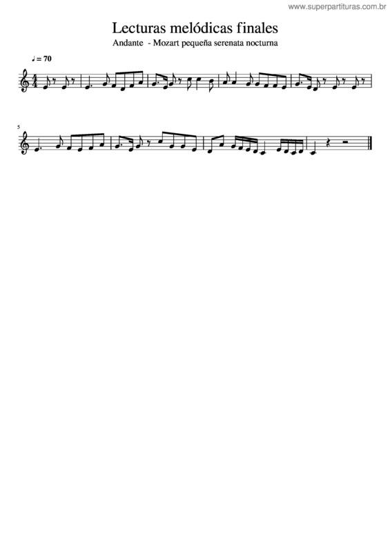 Partitura da música 9 Andante Mozart Peque A Serenata Nocturna