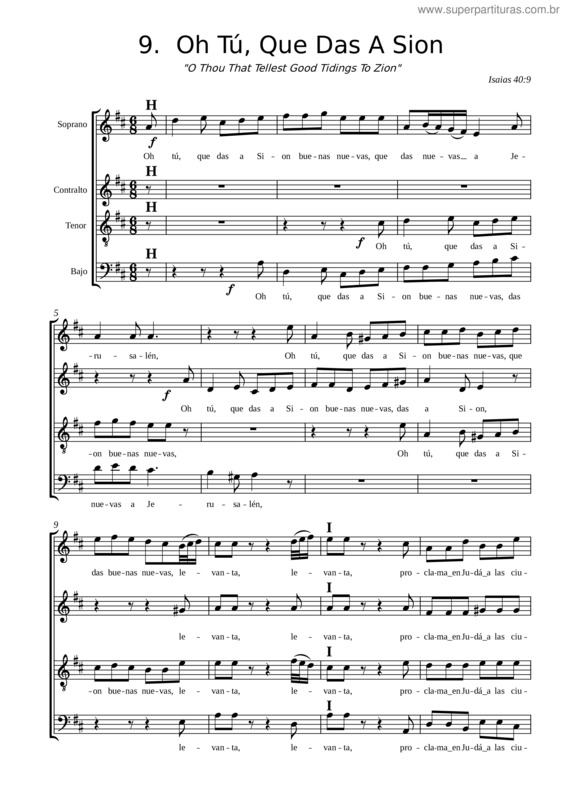 Partitura da música 9 Oh Tú, Que Das A Sion – Coro