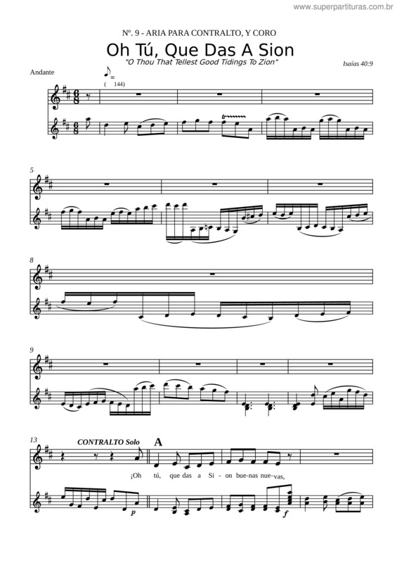 Partitura da música 9 Oh Tú, Que Das A Sion