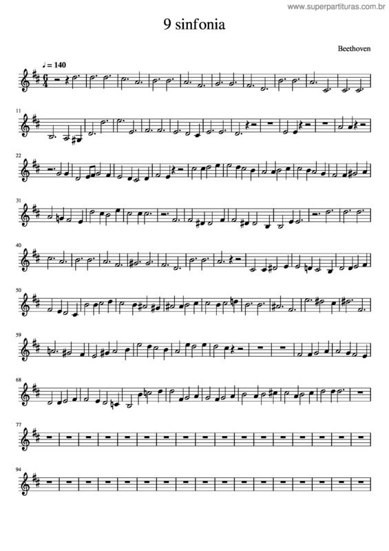 Partitura da música 9 Sinfonia Beethoven