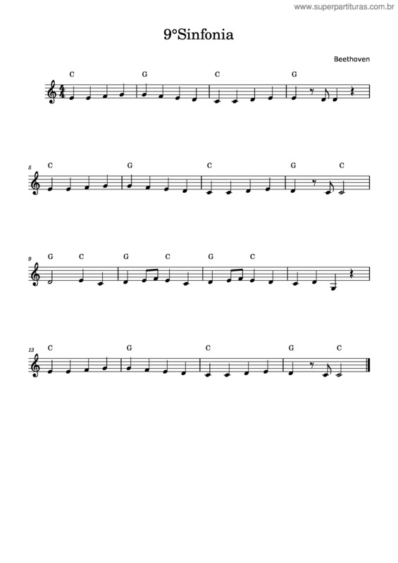 Partitura da música 9°Sinfonia Com Acorde