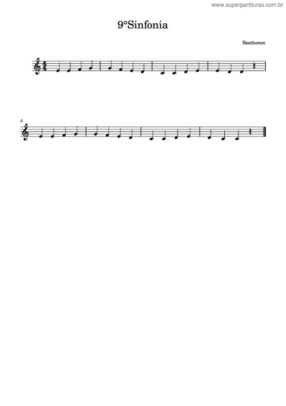 Partitura da música 9°Sinfonia Simplificada