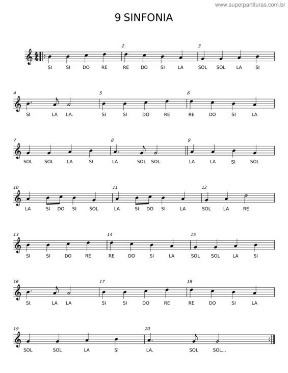 Partitura da música 9 Sinfonia