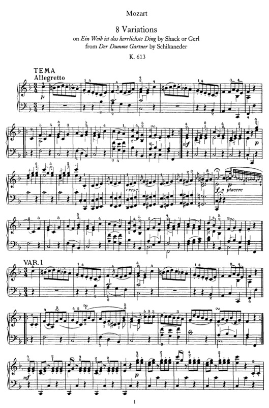 Partitura da música 9 Variations on `Ein Weib ist das herrlichste Ding`