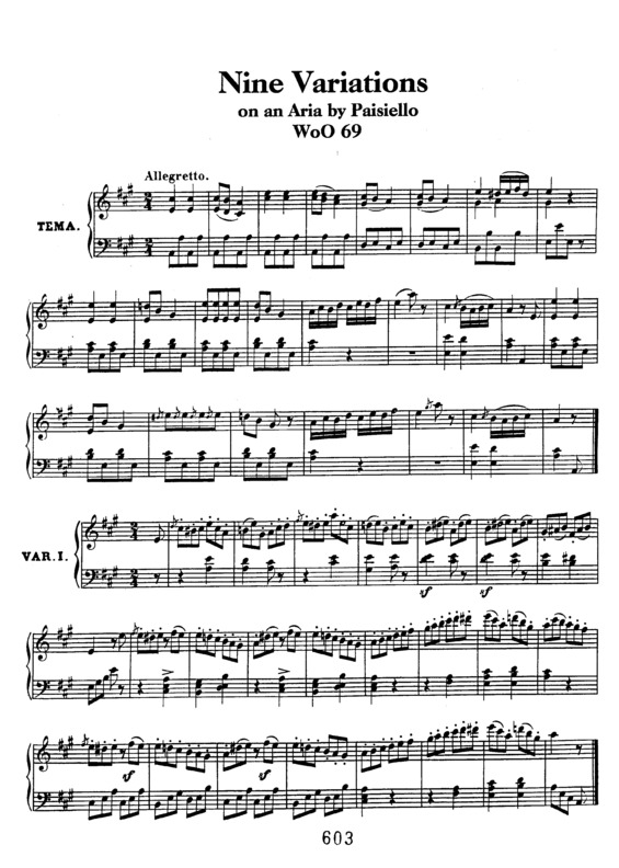 Partitura da música 9 Variations on an Aria by Paisiello