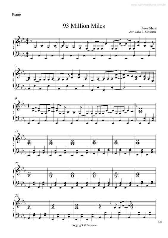 Partitura da música 93 Million Miles v.2