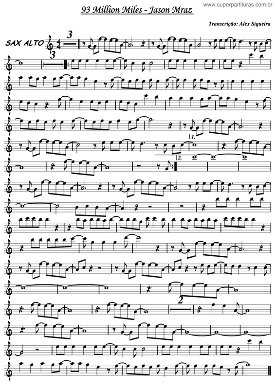 Partitura da música 93 Million Miles v.3