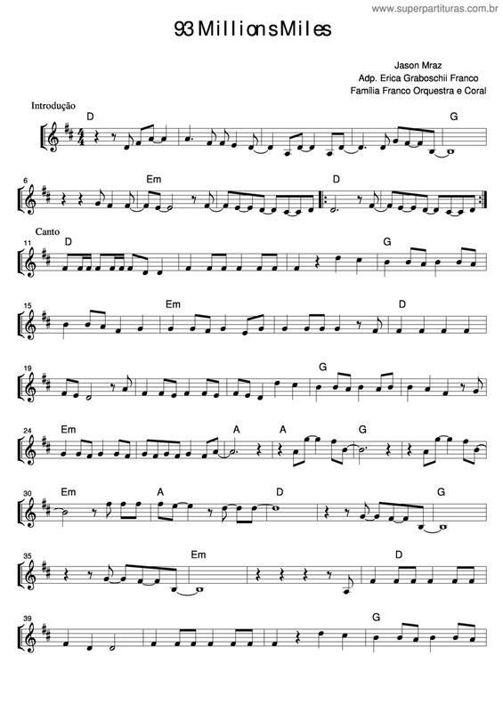 Partitura da música 93 Millions Miles v.3