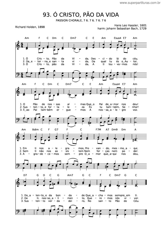 Partitura da música 93 Ó Cristo, Pão Da Vida