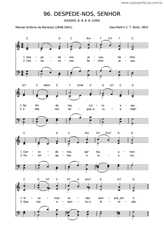 Partitura da música 96 Despede–Nos, Senhor