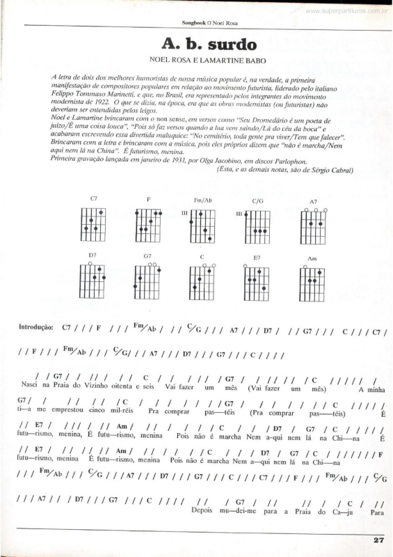 Partitura da música A. B. Surdo v.2