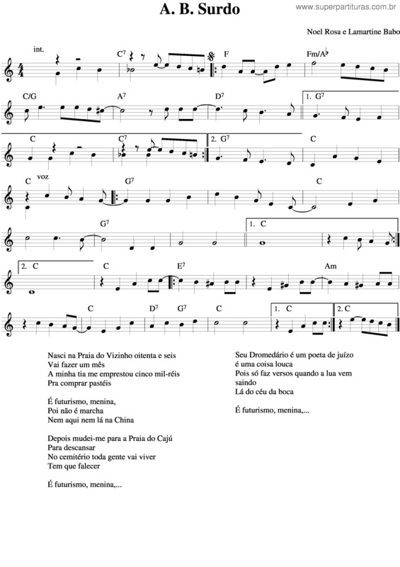 Partitura da música A. B. Surdo v.3