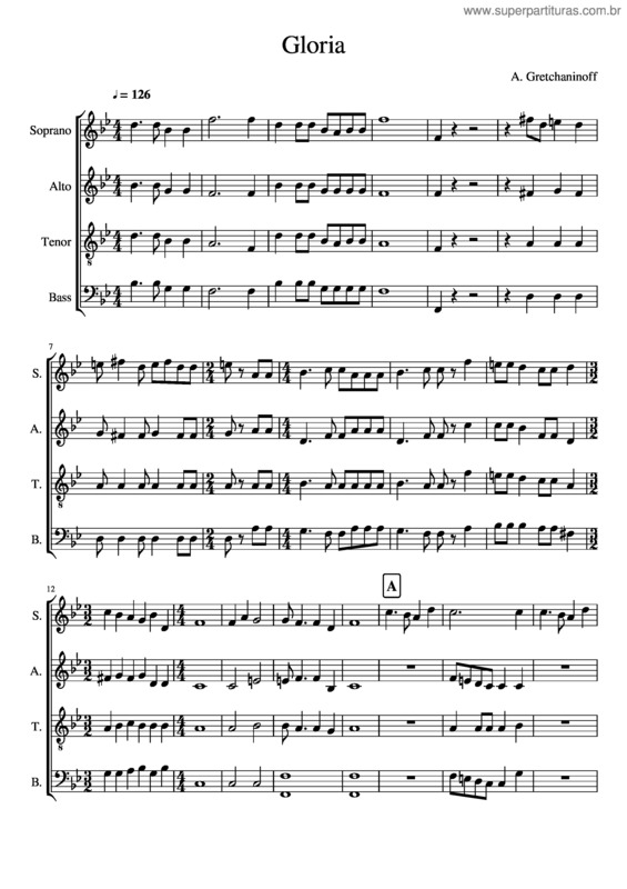 Partitura da música A. Gretchaninoff: Missa Festiva, Gloria