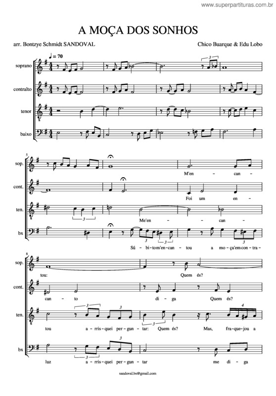 Partitura da música A  Moça Dos Sonhos A Moça Dos Sonhos