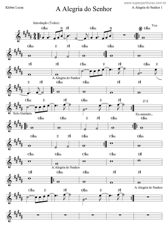 Partitura da música A Alegria Do Senhor