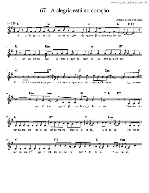 Partitura da música A Alegria Está No Coração v.3